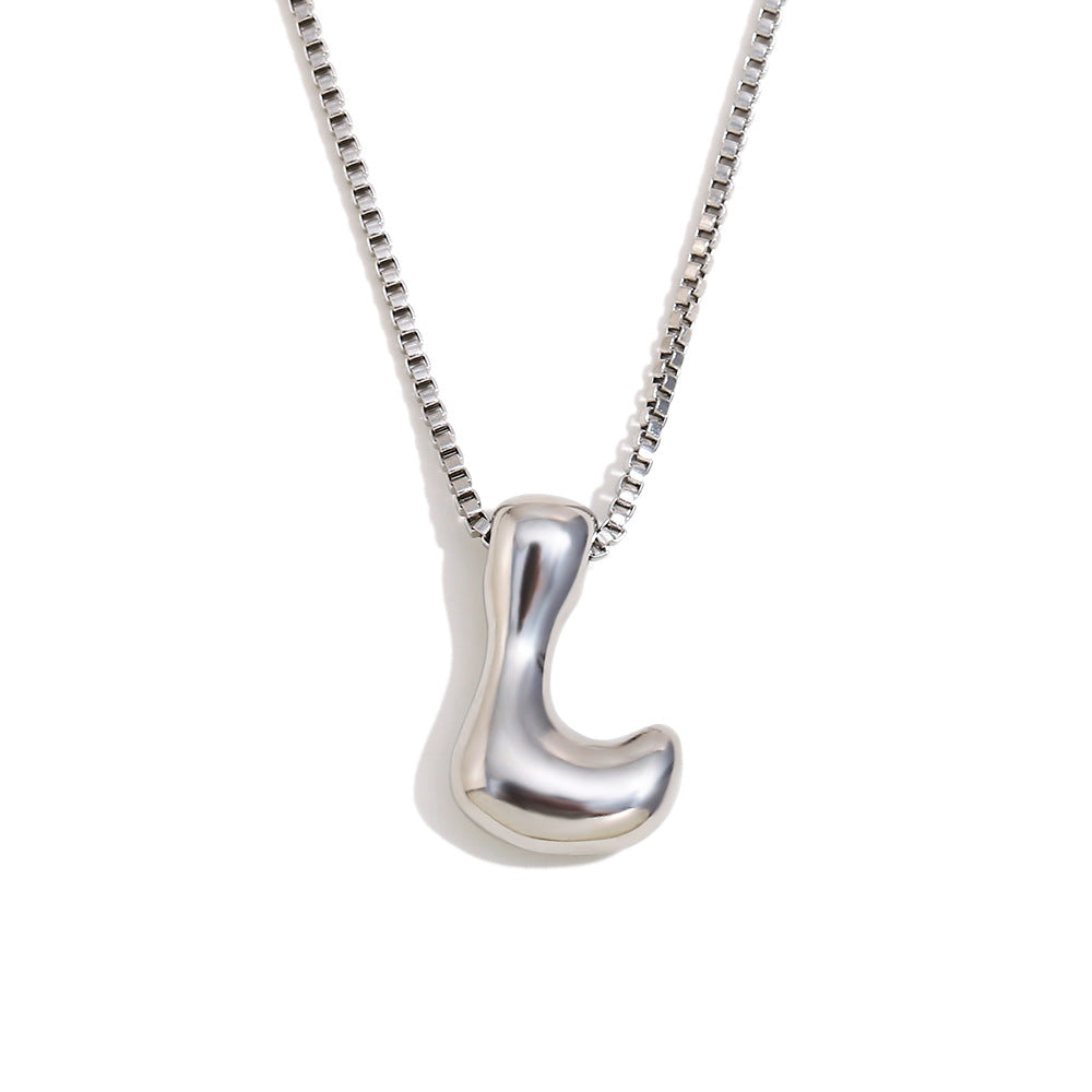 Minimalist Fashion Letter Necklace for Women Stainless Steel Pendant with 18K Gold Plating