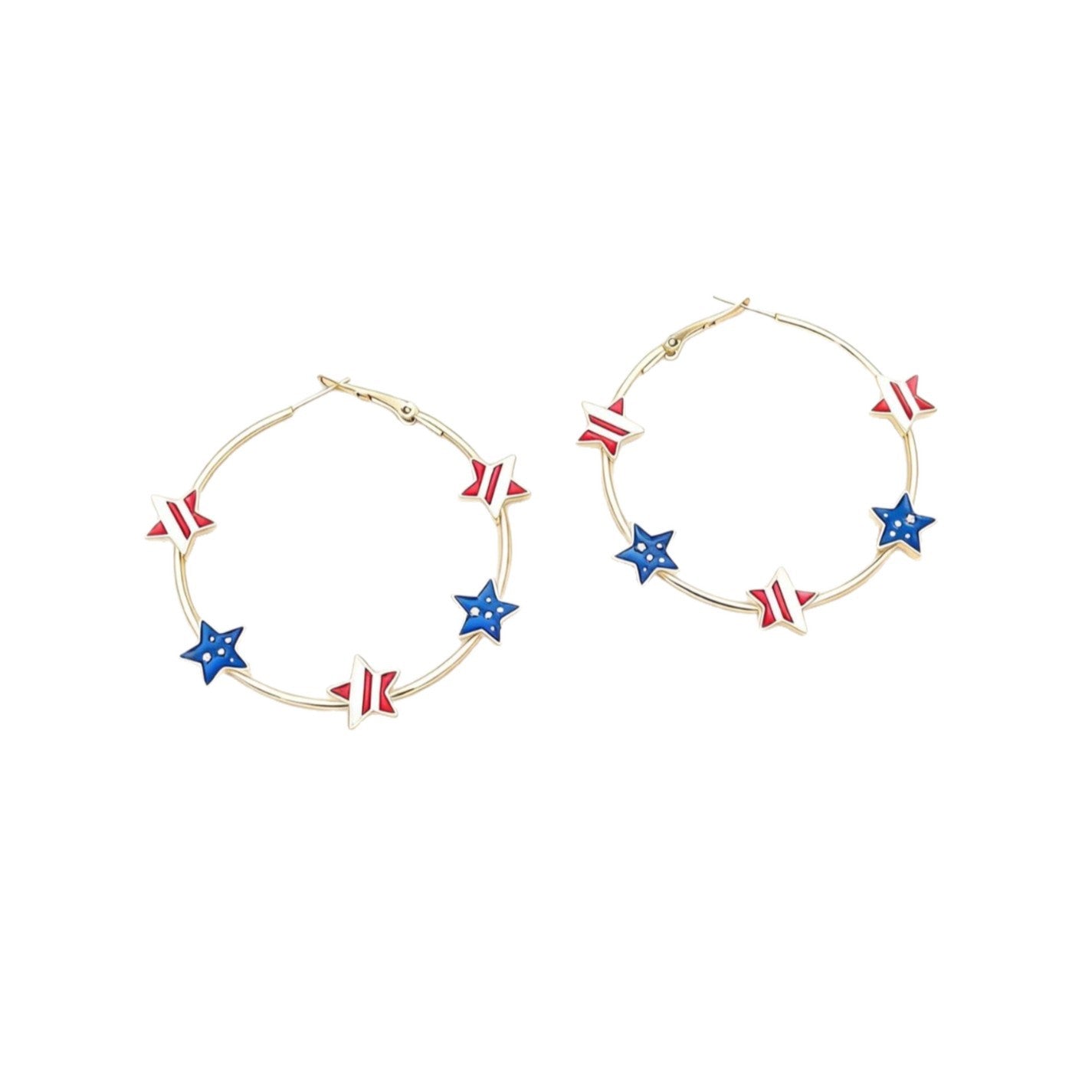 Star Drip Oil Plated Stainless Steel Hoop Earrings for Women