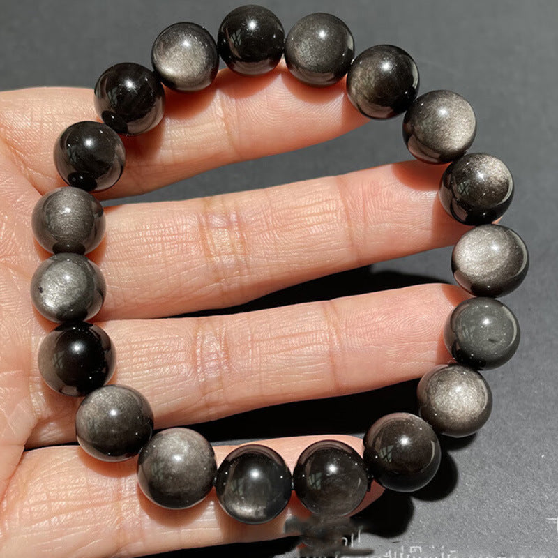 Natural Tiger Eye Amethyst Rose Quartz Obsidian Bracelet Geometric Round Beaded Handmade Unisex Fashion Jewelry
