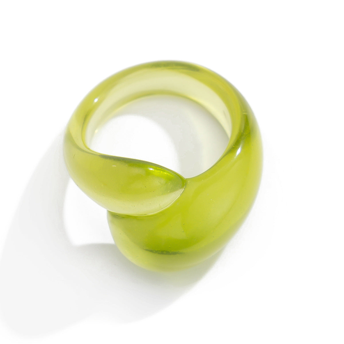 Anello in lega geometrico "Sweet-Edgy" con design a goccia colorato trasparente, fascia aperta regolabile, gioielli alla moda per donne