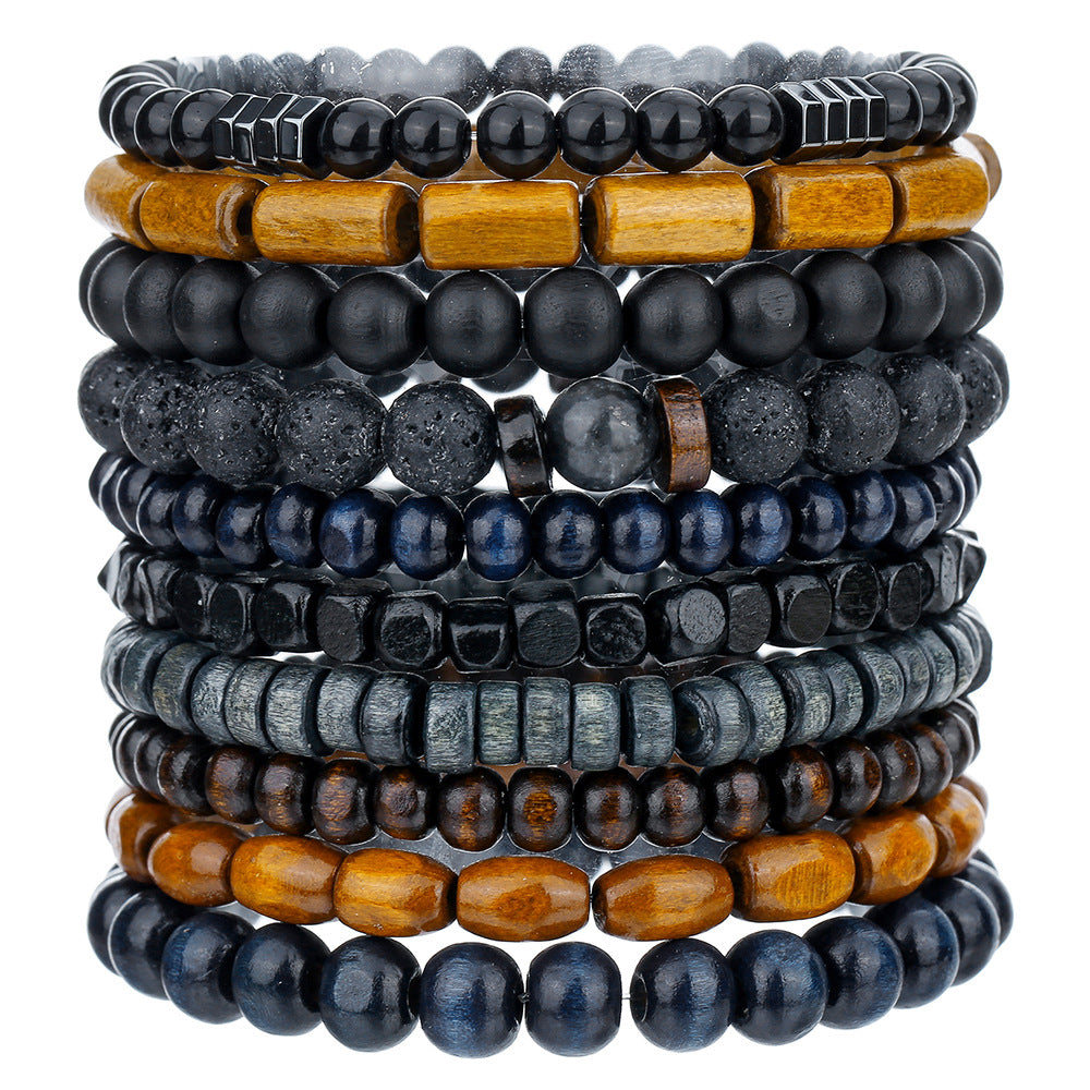 Vintage Ethnic Round Wood Beaded Tree of Life Bracelet for Men and Women