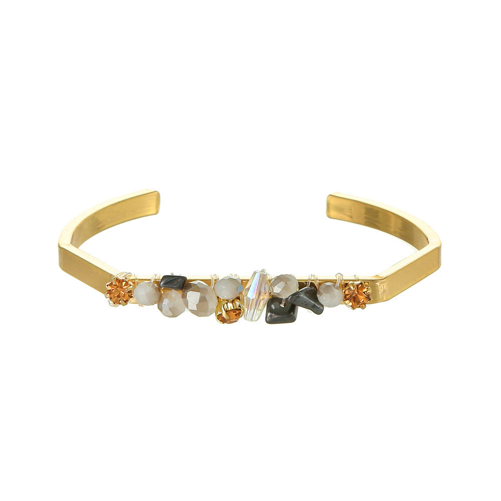 Bohemian Hand-Wrapped Chip Open Adjustable Bracelet for Women