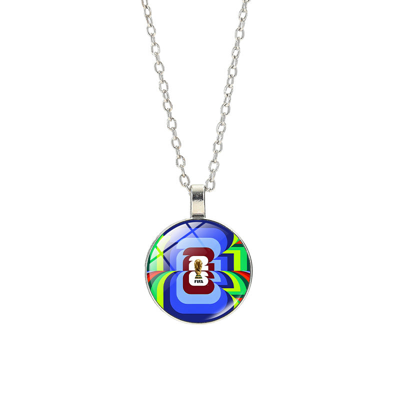 Collana sportiva casual in lega placcata argento con pendente in cristallo unisex