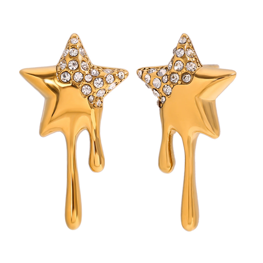 Orecchini a perno geometrici irregolari da donna in stile francese vintage, realizzati in acciaio inossidabile con placcatura in oro 18 carati