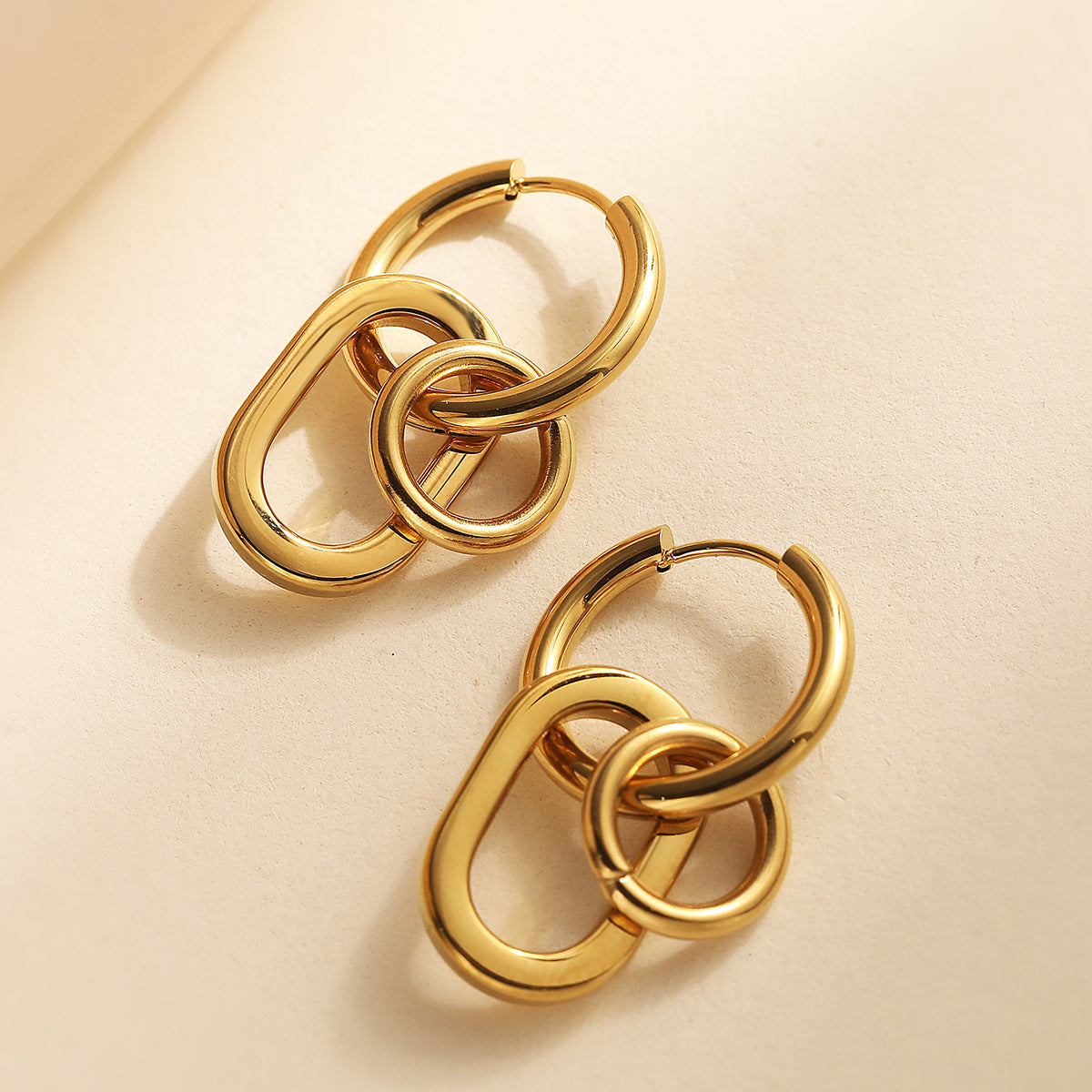 Minimalist Geometric Gold Plated Stainless Steel Earrings for Women