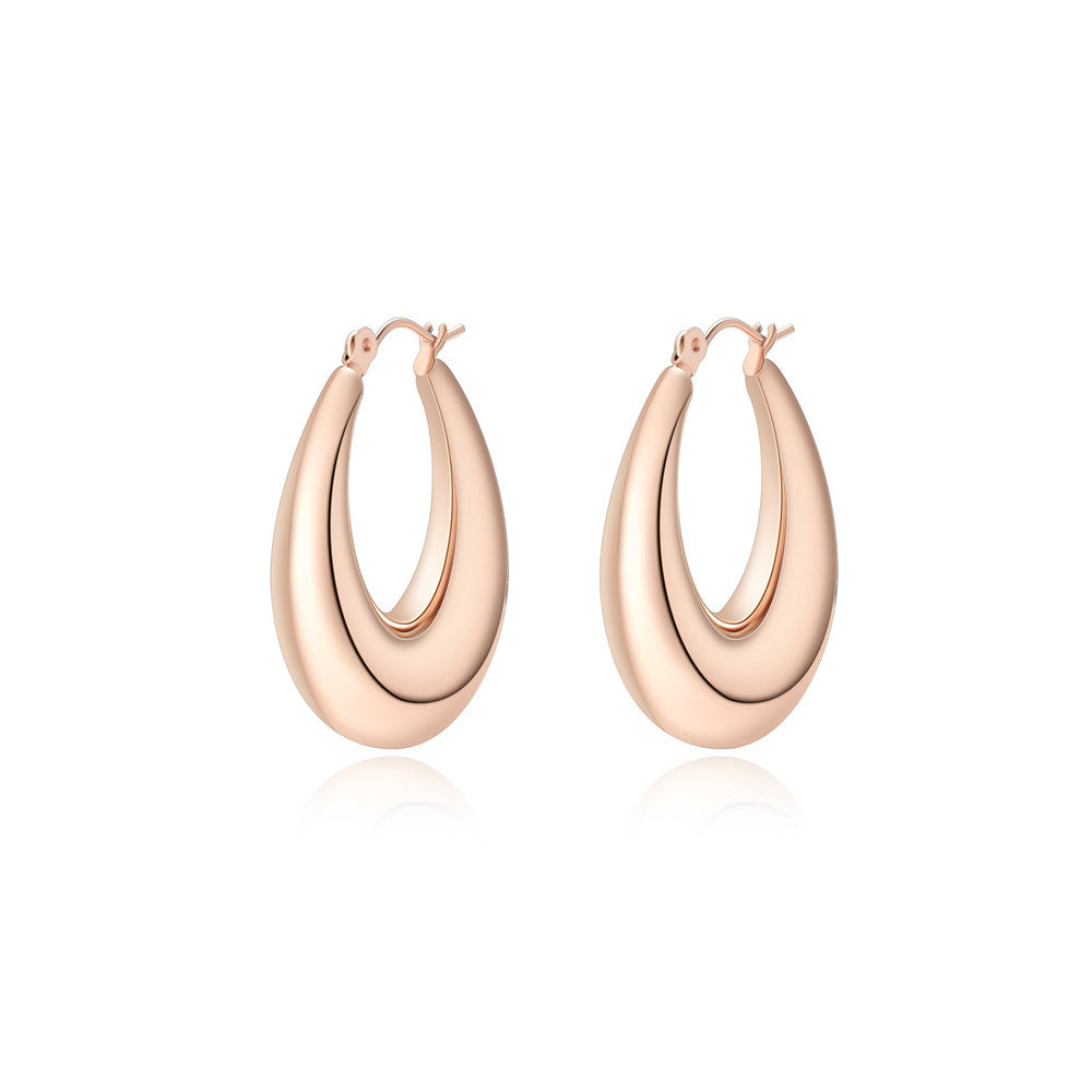 Pendientes Geométricos Minimalistas de Acero Inoxidable con Baño de Oro de 18K para Mujer, Estilo Aro Hueco, Joyería de Moda