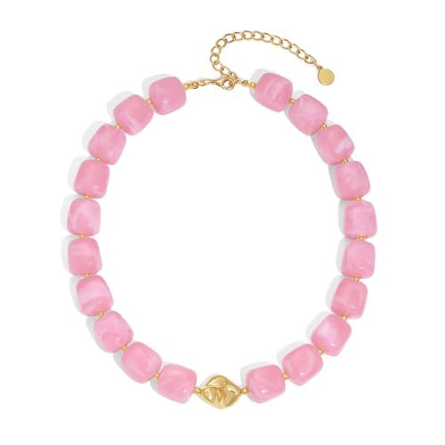 Casual Square Resin Polished Pendant Necklace for Women