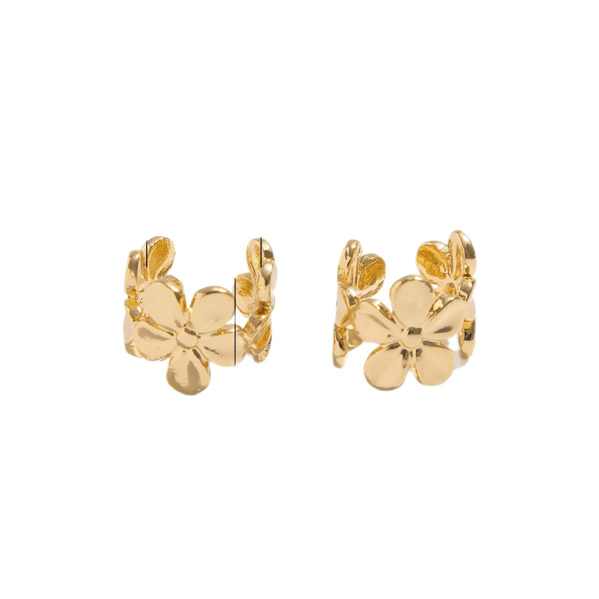 Orecchini a Clip da Donna a U in Lega, Minimalisti, Eleganti, Placcati, con Motivo Floreale