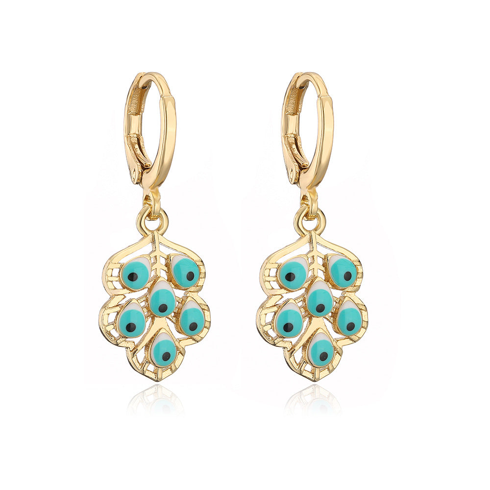 Orecchini in rame a farfalla geometrica trendy con placcatura in oro 18K e zircone smaltato