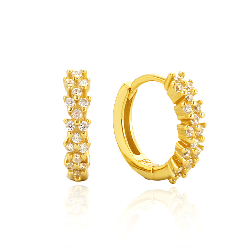 Orecchini a Cerchio da Donna Minimalisti Geometrici S925 in Argento Sterling con Strass