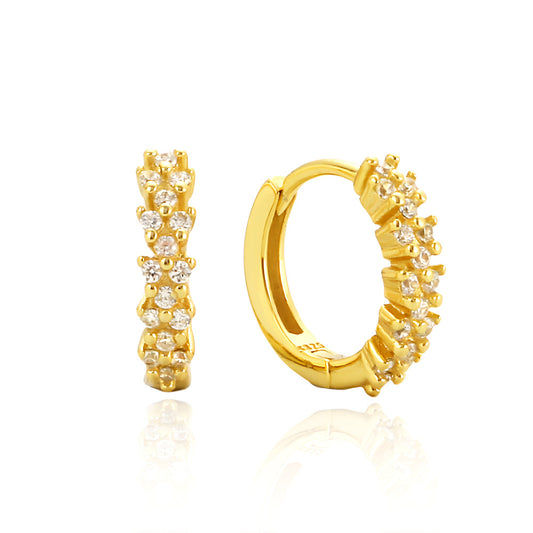 Orecchini a Cerchio da Donna Minimalisti Geometrici S925 in Argento Sterling con Strass