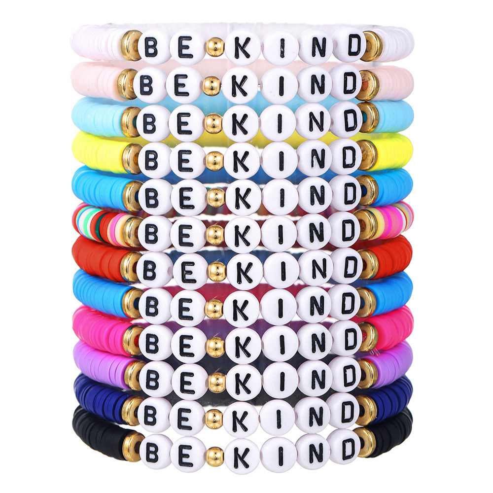 Casual Letter Resin Acrylic Bracelet Set