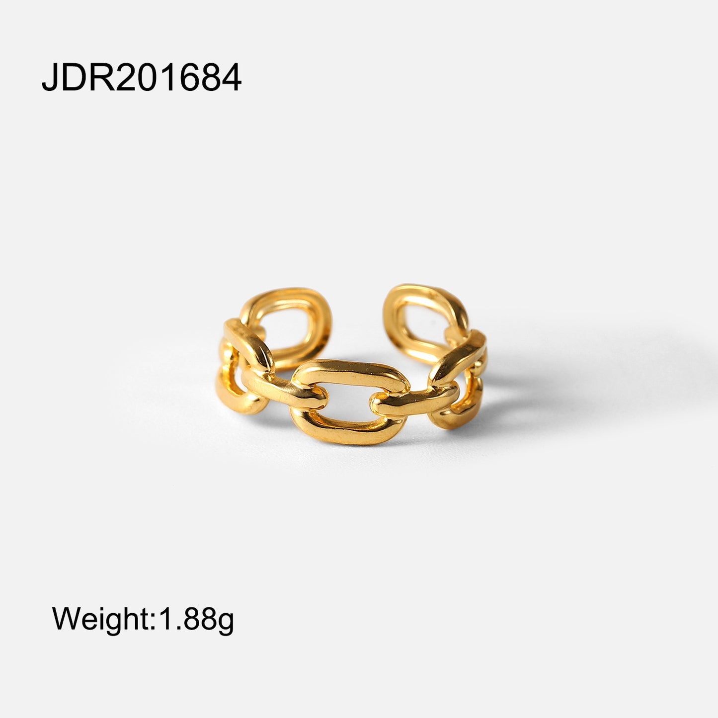 Anillo Minimalista Cuadrado Eslabón de Acero Titanio para Mujer con Baño de Oro de 18K