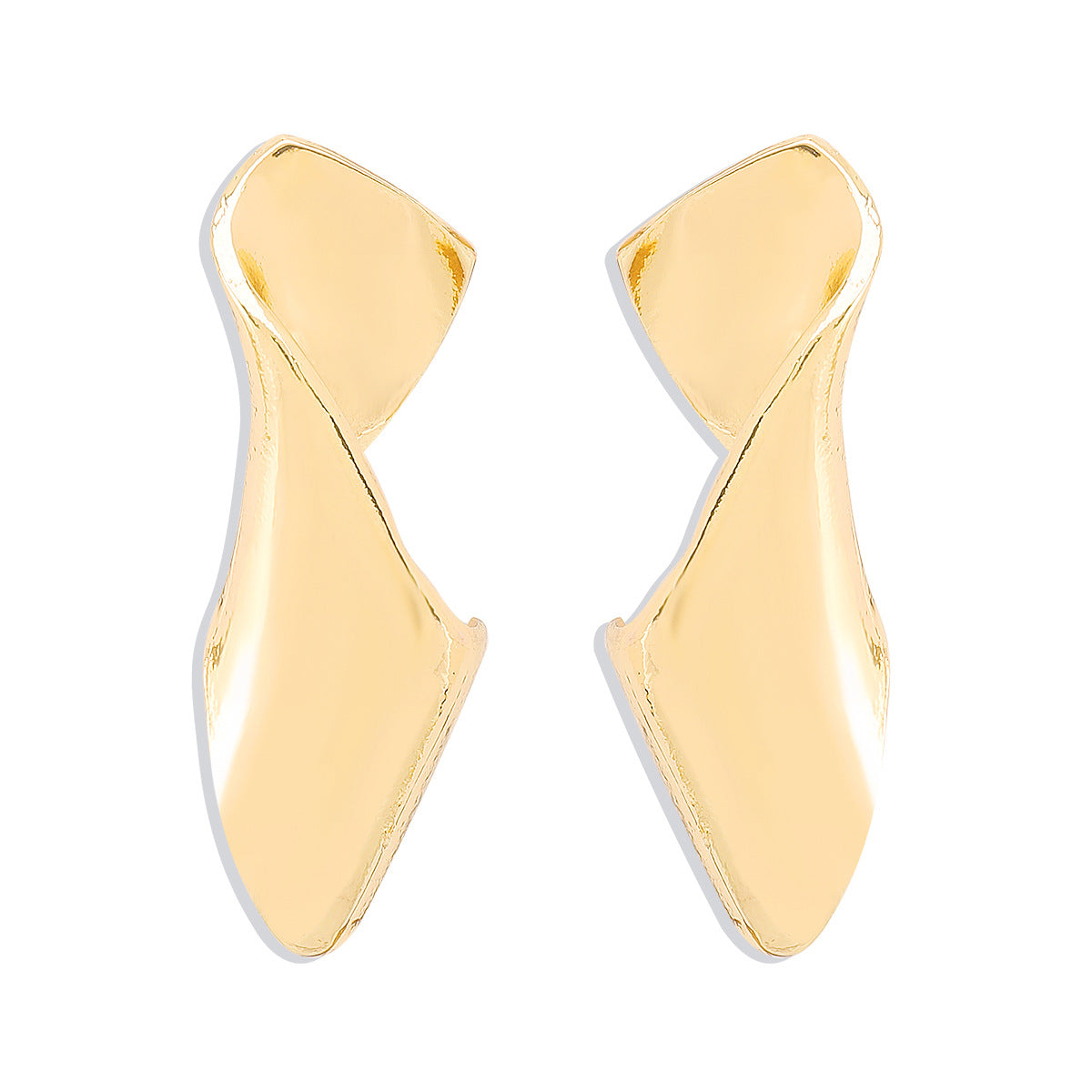 Pendientes de aro geométricos atrevidos de aleación con diseño trenzado irregular, acabado galvanizado, estilo minimalista y moderno para mujer