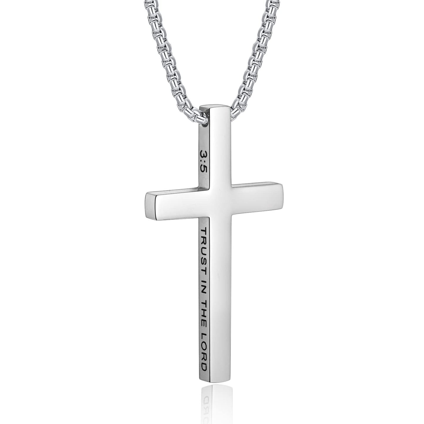 Minimalist Cross Pendant Necklace in Stainless Steel with Polished Titanium Steel Charm for Unisex Daily Wear