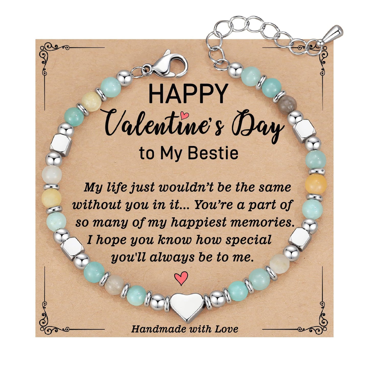 Fashion Heart Shaped Crystal Beaded Stainless Steel Bracelet for Women