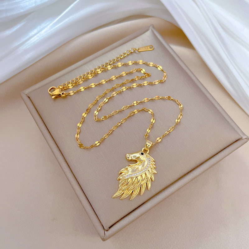 Collana con Pendente a Luna Geometrica Minimalista per Uomo e Donna, Catena Snake in Acciaio Inossidabile con Eleganti Accenti di Strass Completi