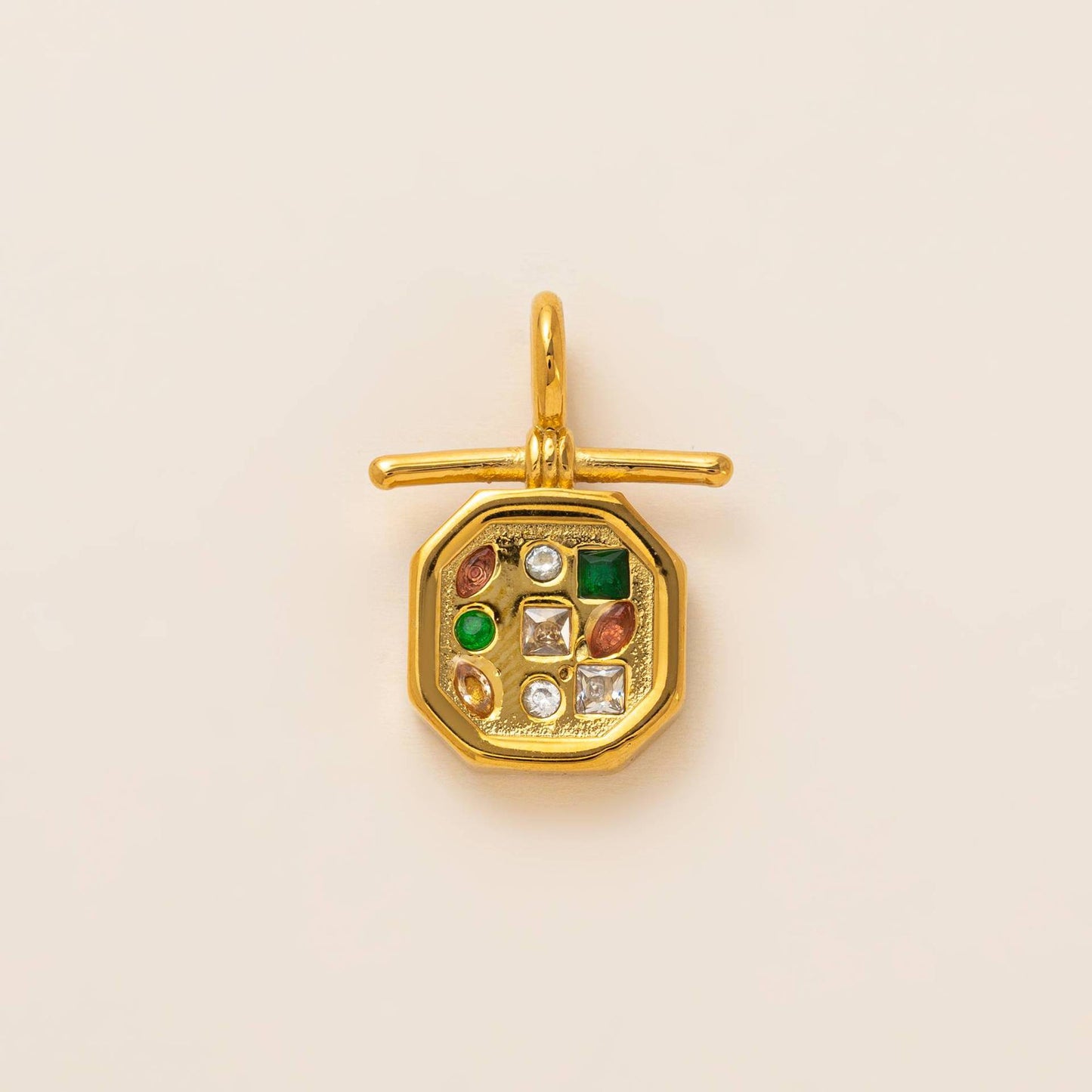 Colgante de barra con diseño de llave de acero inoxidable bañado en oro de 18 quilates de estilo vintage para mujer