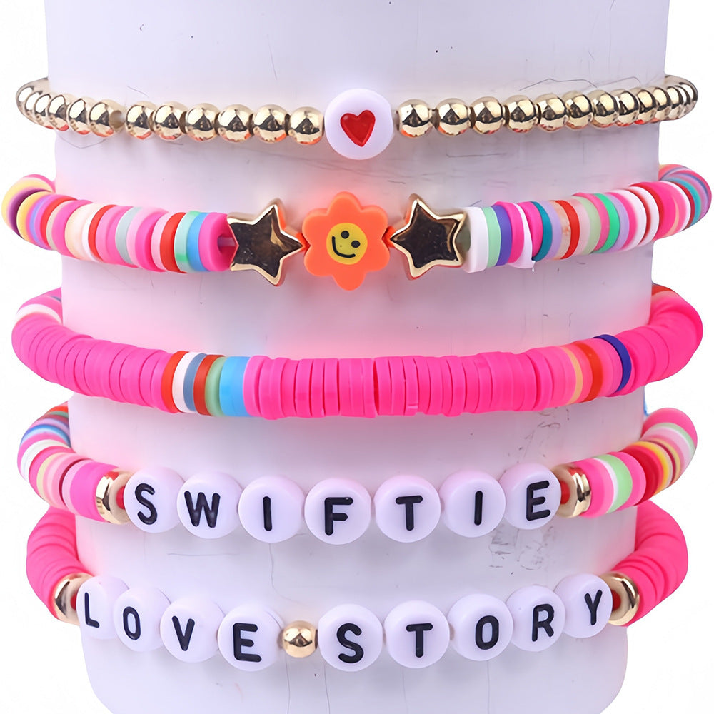 Casual Letter Resin Bracelet Set Unisex