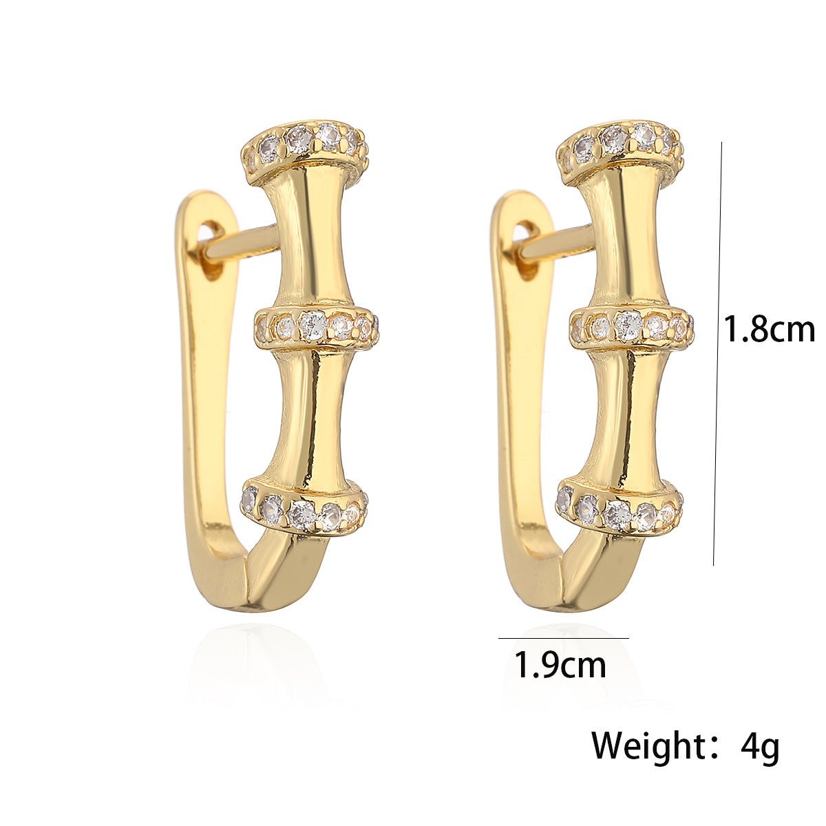 Minimalist Geometric Bamboo Joint Earrings for Women in Copper with Gold Plating Vintage-Inspired Design