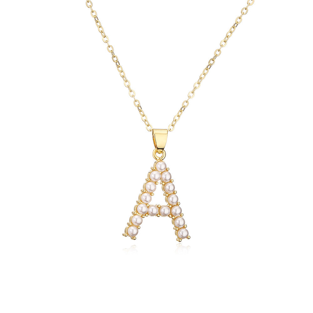 Collana con pendente a lettera geometrica minimalista da donna in rame con design alfabeto inglese