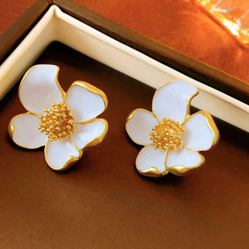 Vintage Geometric Alloy Earrings with Gold-Plated Finish and Stainless Steel Posts for Women