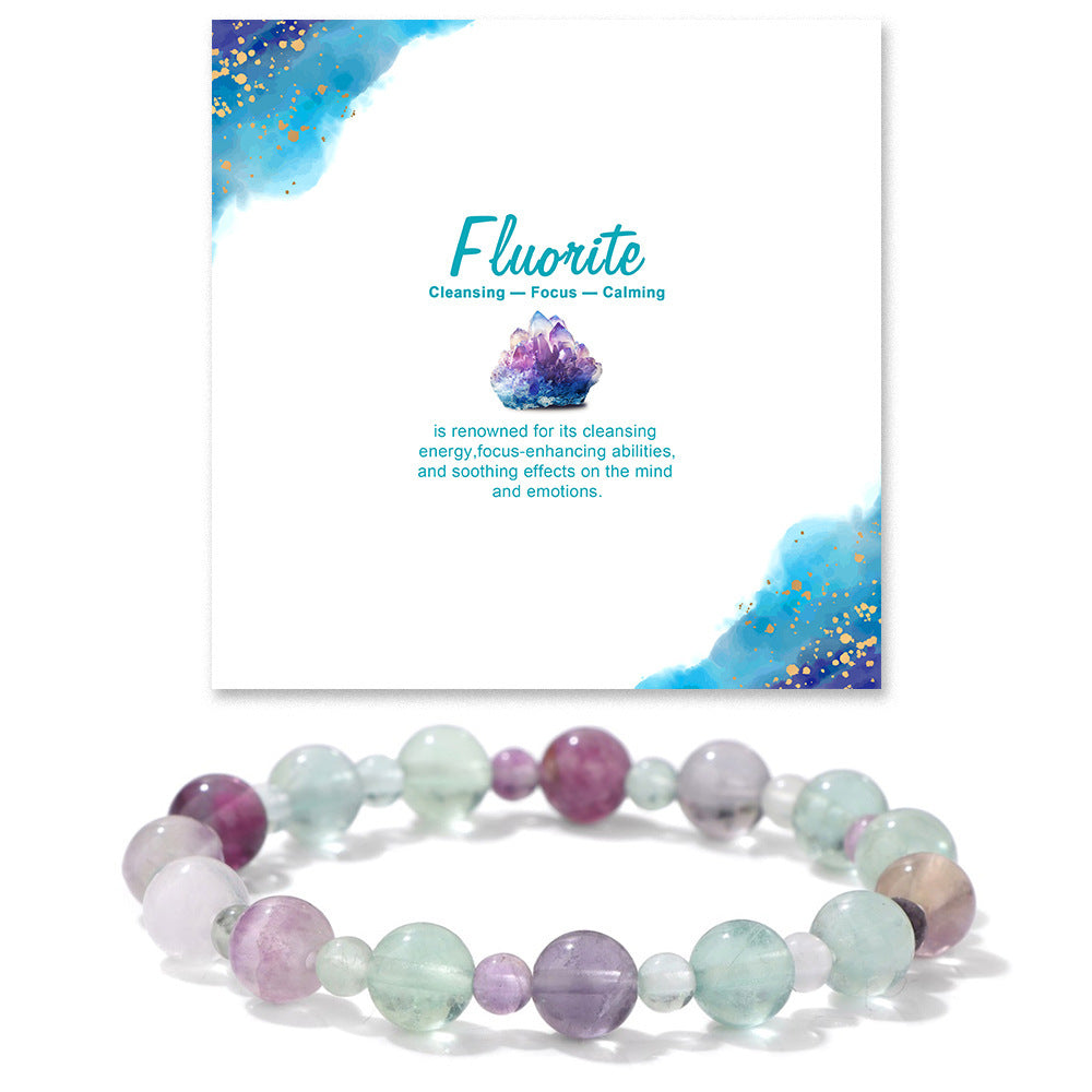 Minimalist Sweet Natural Crystal Beaded Bracelet Unisex 8mm Elastic Stretch Bangle with Star and Geometric Charms
