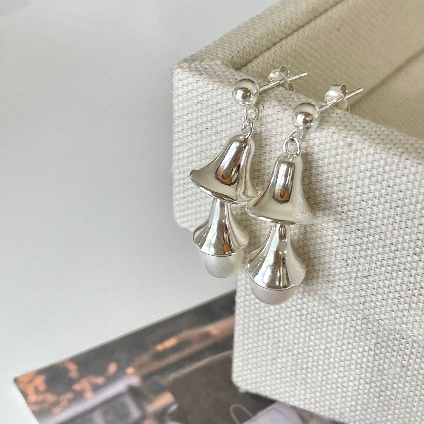 Orecchini a perno da donna a forma di goccia minimalista in argento sterling 925 con perle, dall'estetica naturale e fresca e dolce
