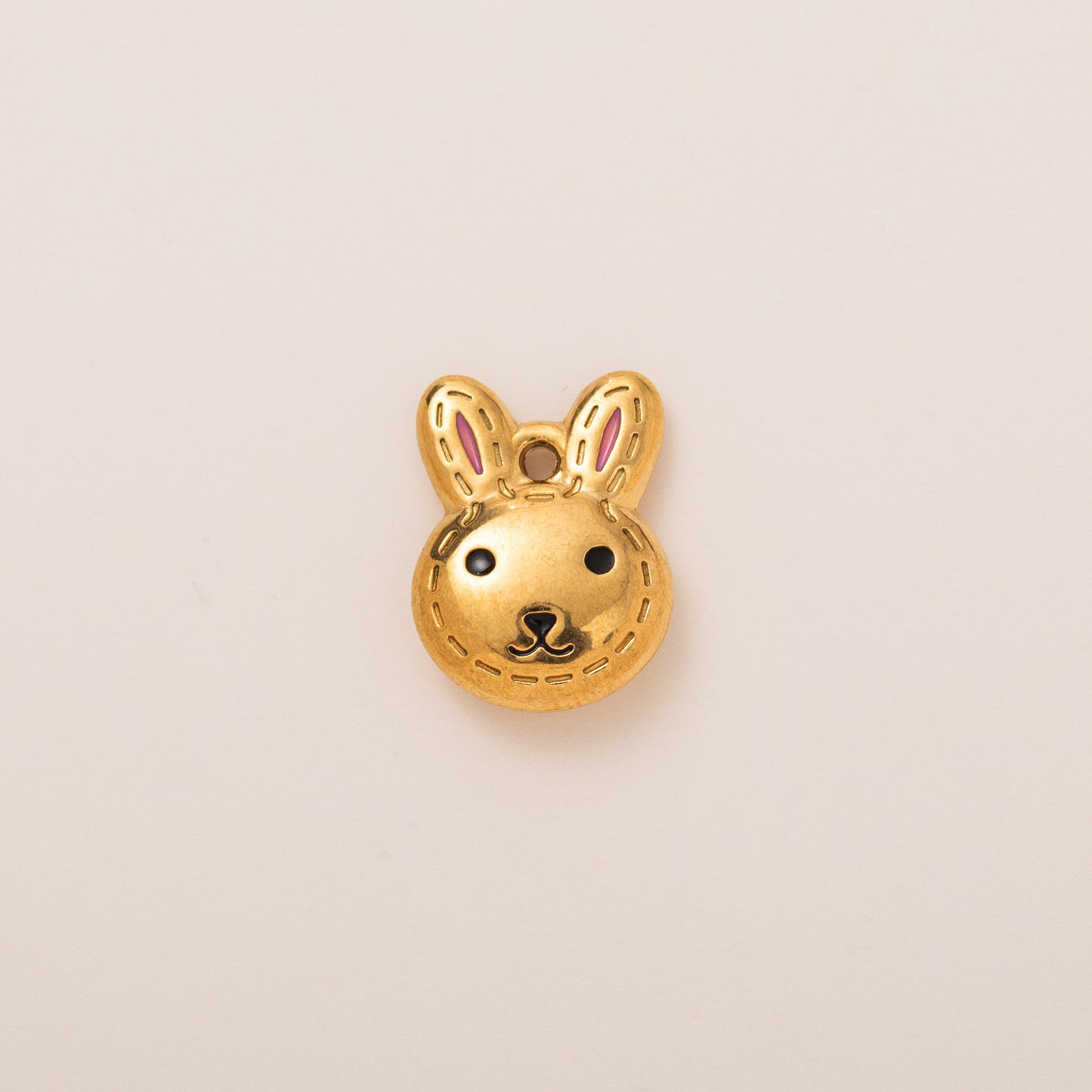 Vintage 18K Gold Plated PVD Stainless Steel Rabbit Pearl Pendant Charm Bar