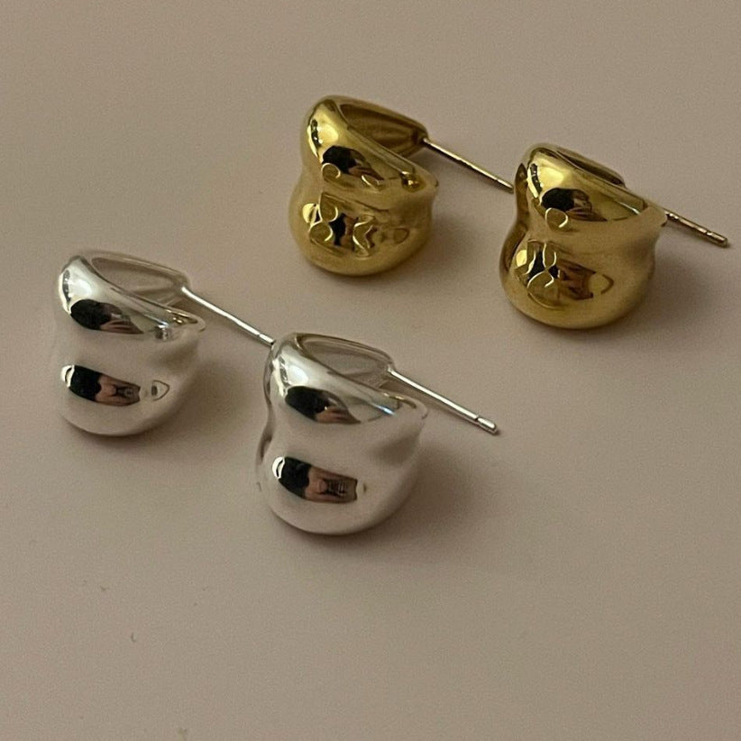 Minimalist Geometric Letter Stud Earrings in 925 Sterling Silver with Gold Plating