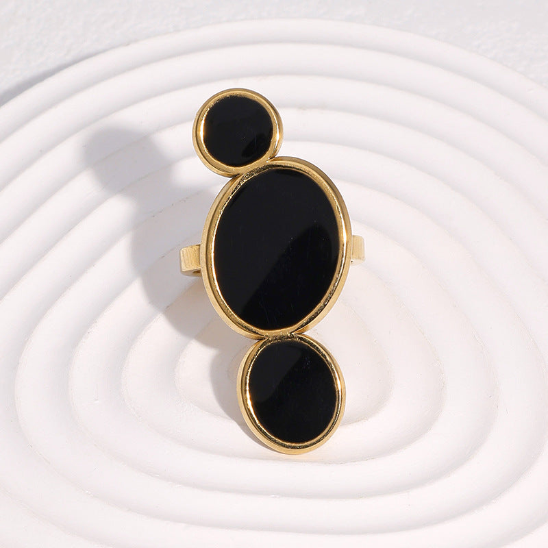 Minimalist Geometric Stainless Steel Open Ring with 18K Gold Plating for Women, Hypoallergenic and Fade-Resistant Luxury Jewelry