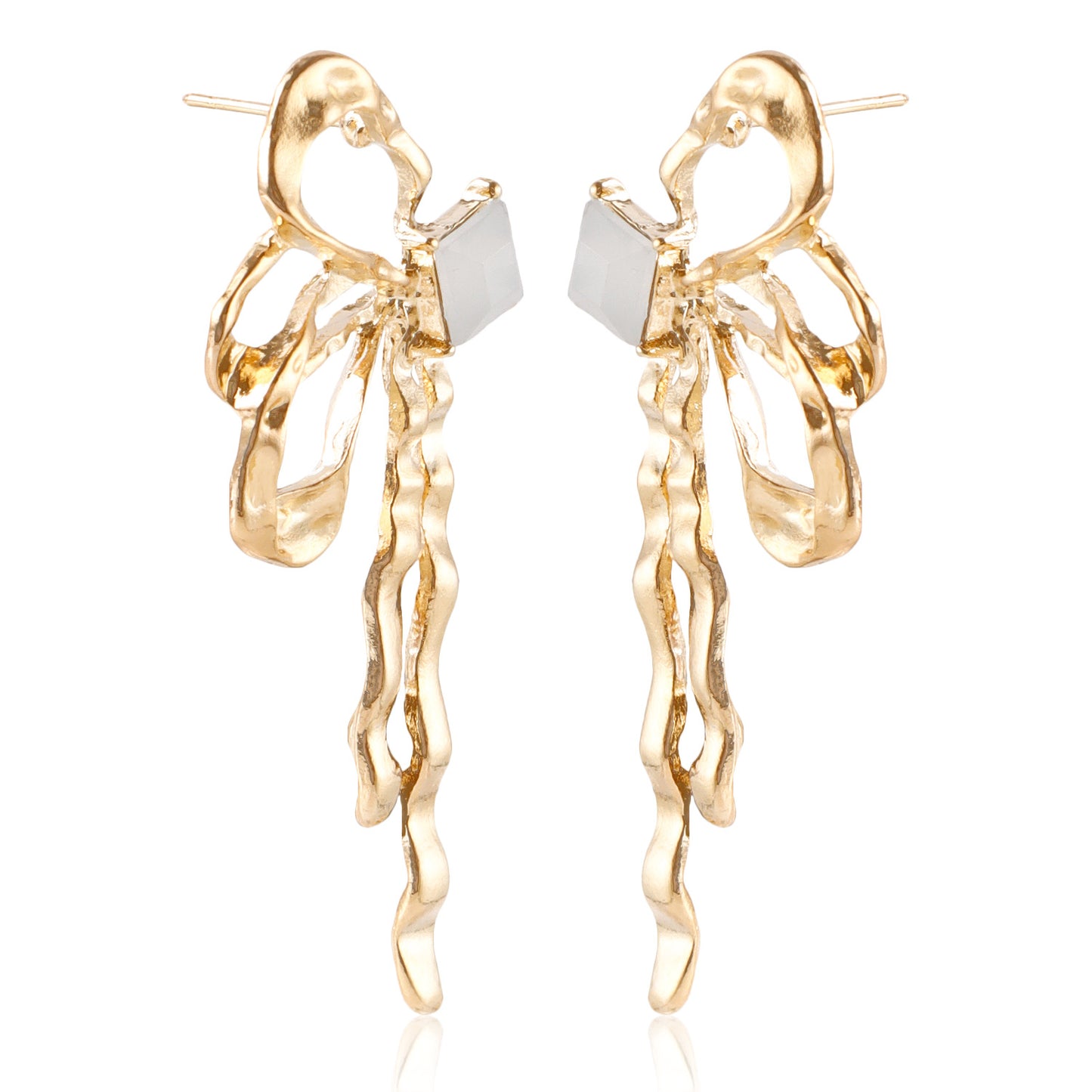 Sweet and Cool Style Bow-Shaped Hoop Earrings in Alloy with Electroplated Finish for Women