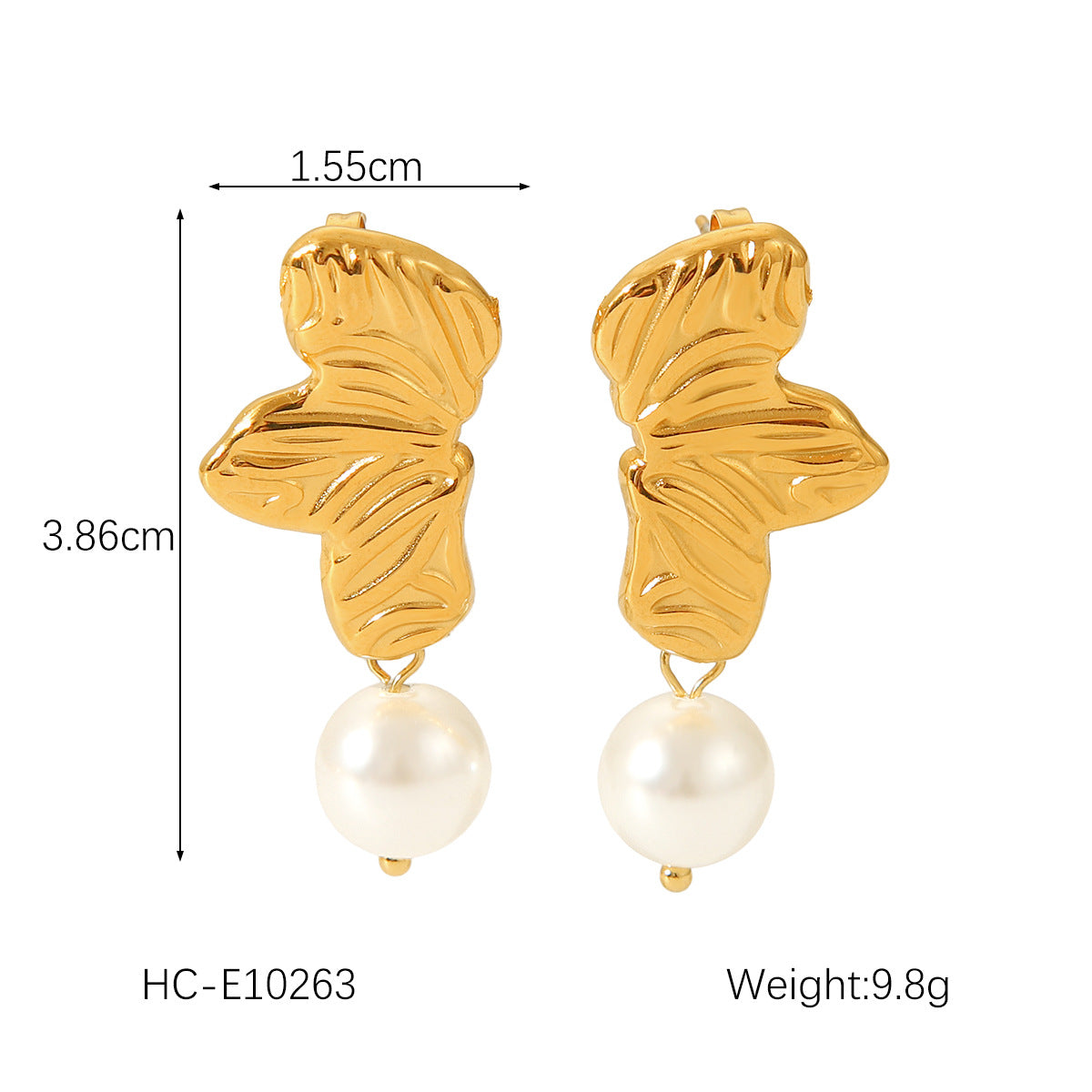 Elegant French-Inspired Pearl Stud Earrings for Women with Stainless Steel Posts and 18K Gold Plating