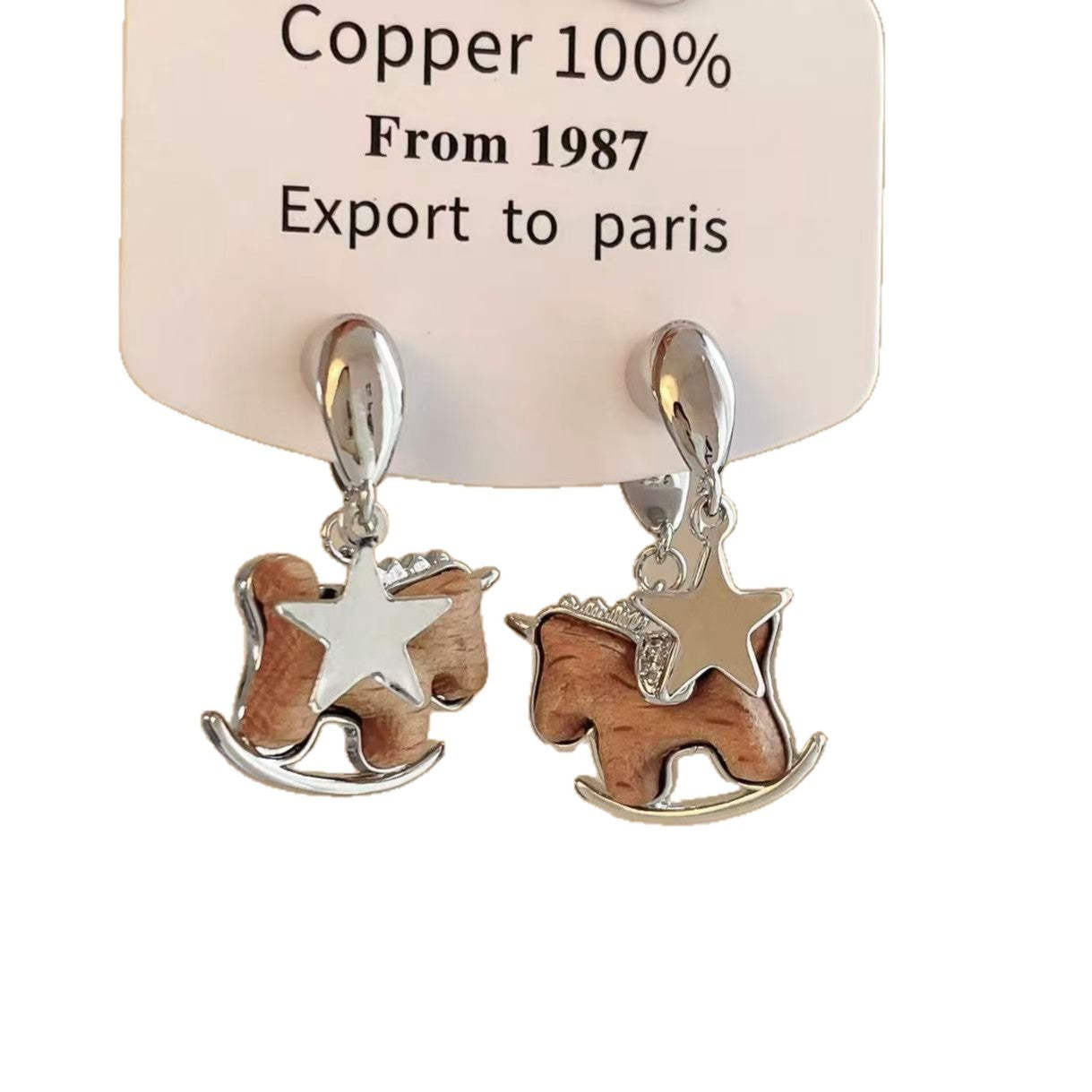Pendientes Minimalistas de Lujo con Colgante de Caballo en Cobre Bañado con Postes de Plata 925 para Uso Diario en Oficina Elegante para Mujer
