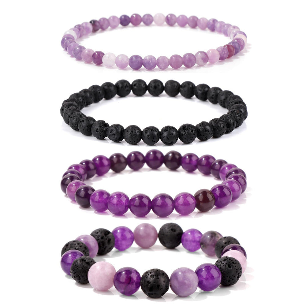 Geometric Natural Stone Beaded Bracelet Set Unisex Handmade Jewelry