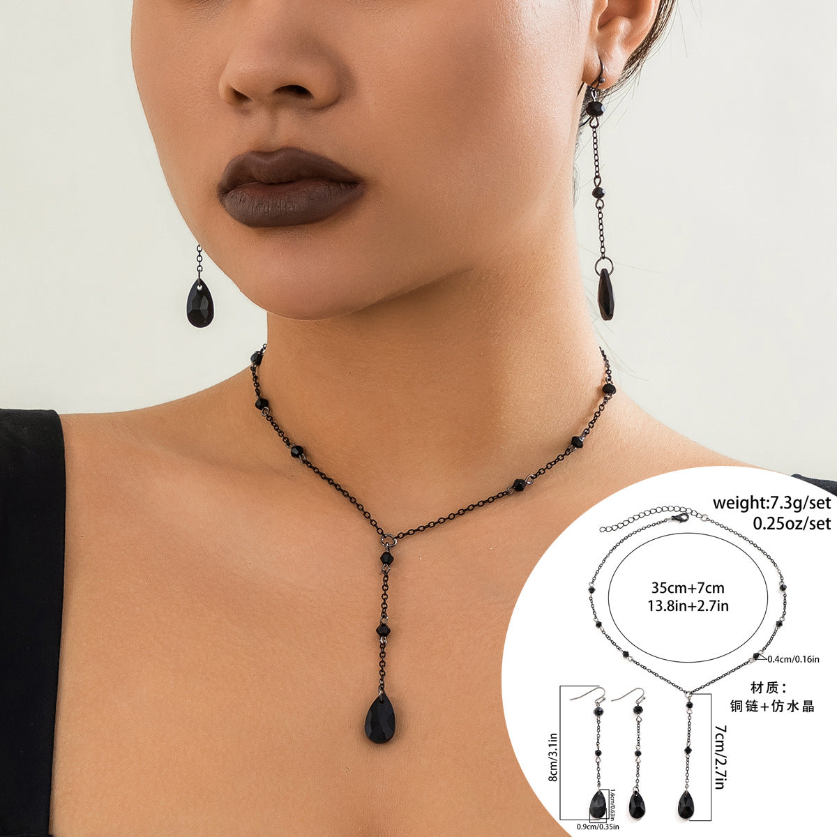 Collana girocollo vintage gotica con lacrime a goccia e nappe da donna, pendente a goccia in metallo galvanizzato su catena a croce