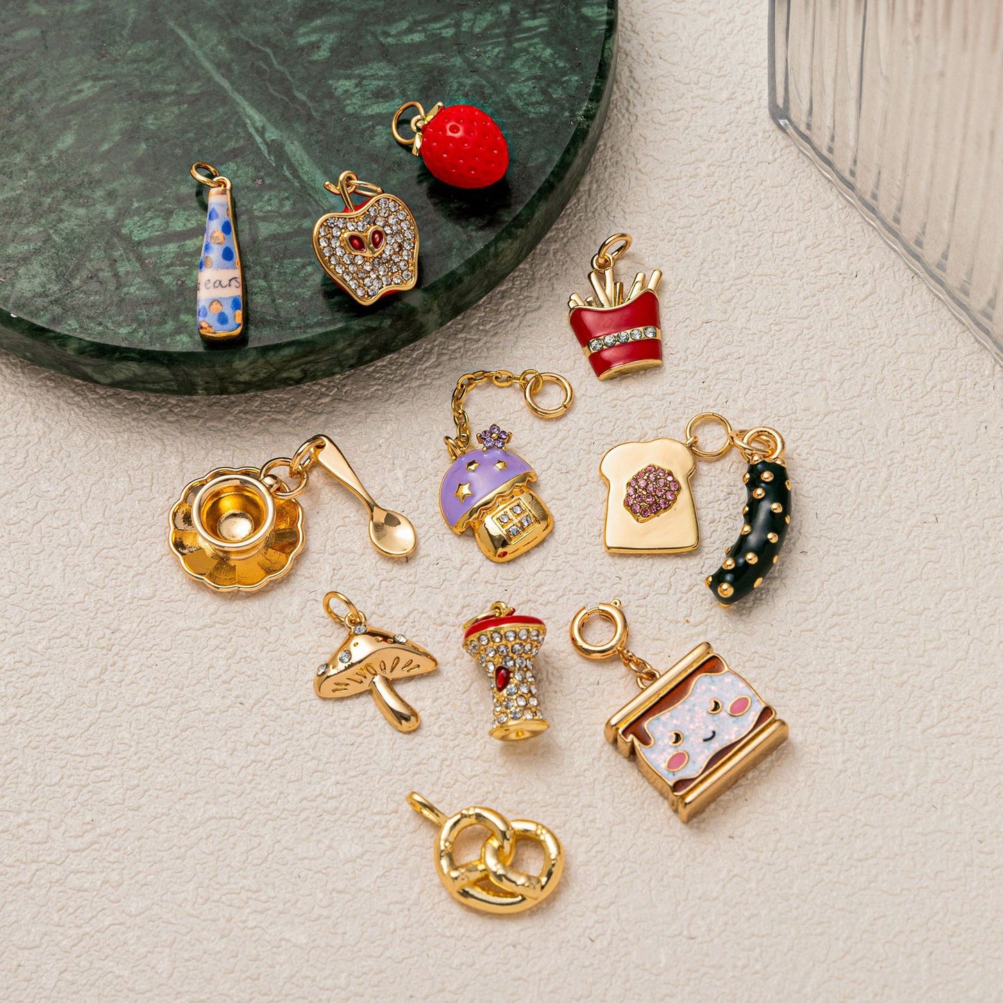 Fashion PVD Plated Brass Food Theme DIY Charm Bar Pendant