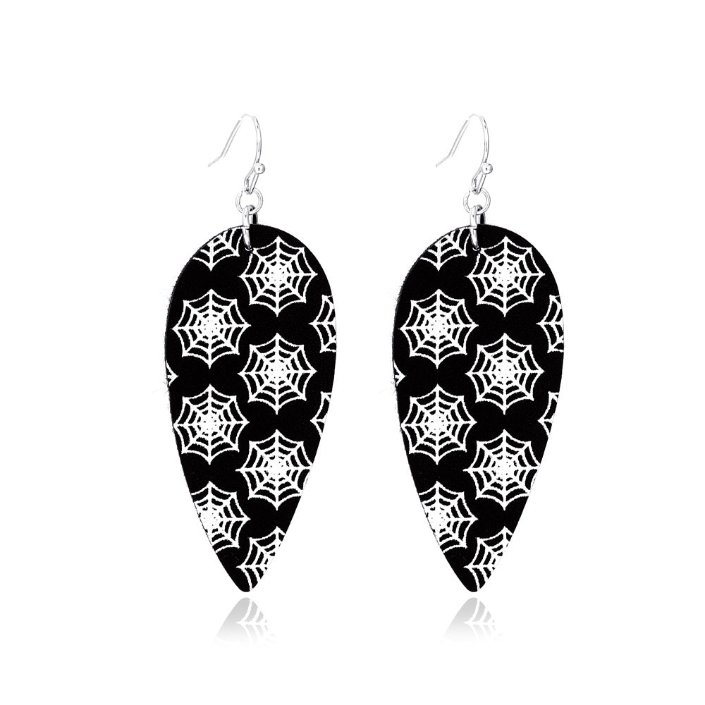 Pendientes de Araña y Calavera con Temática de Halloween y Motivo de Calabaza en Aleación con Acabado Chapado en Oro para Uso Unisex