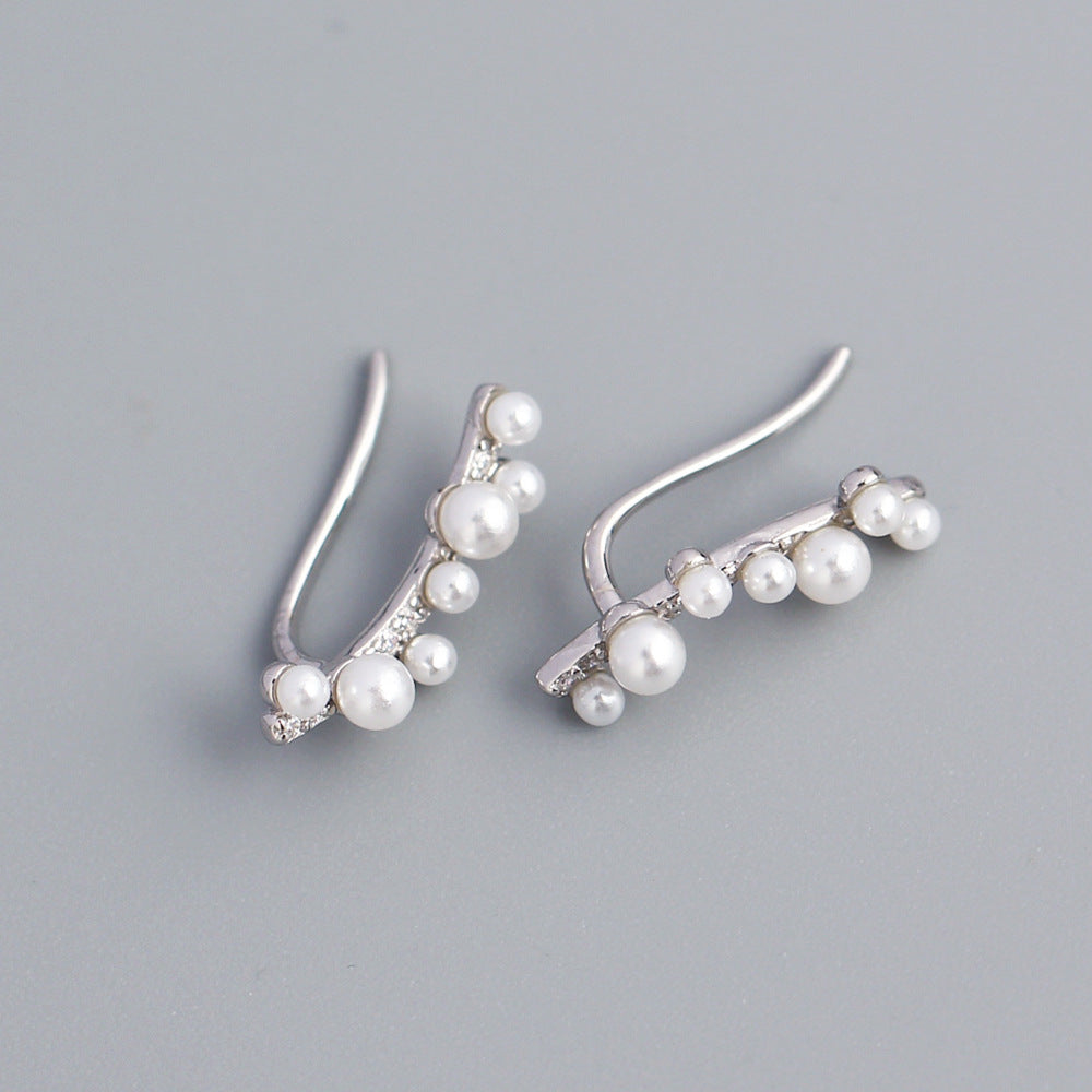 Orecchini pendenti con perle a forma di ramo, in argento Sterling 925, con zirconi cubici