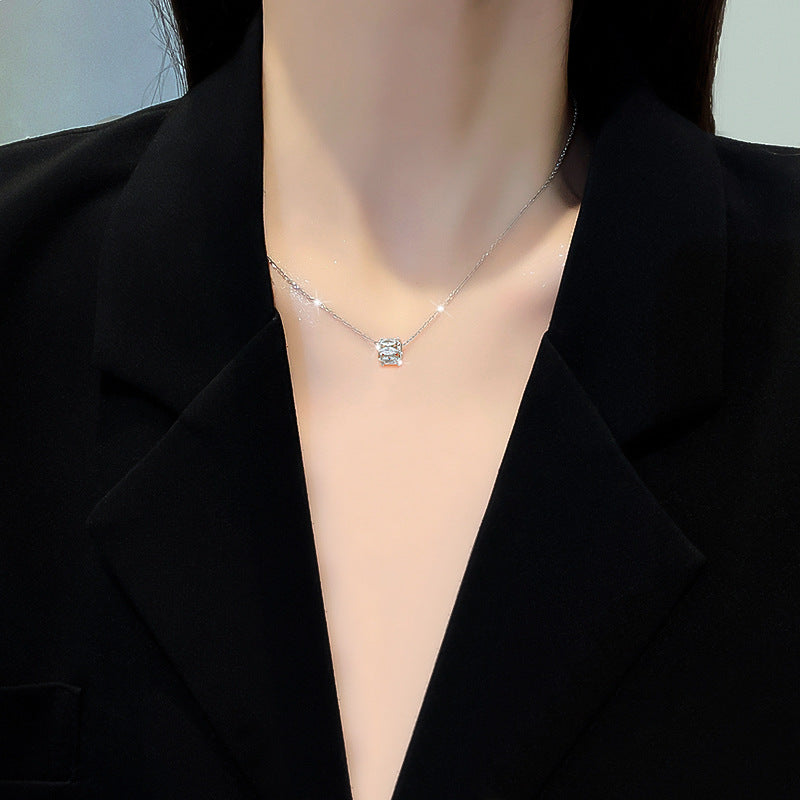 Luxury Geometric Collar Necklace for Women Titanium Steel with Rhinestone Inlay