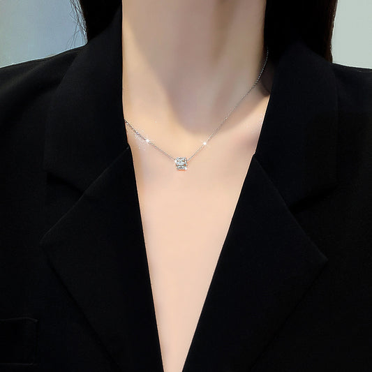 Luxury Geometric Collar Necklace for Women Titanium Steel with Rhinestone Inlay