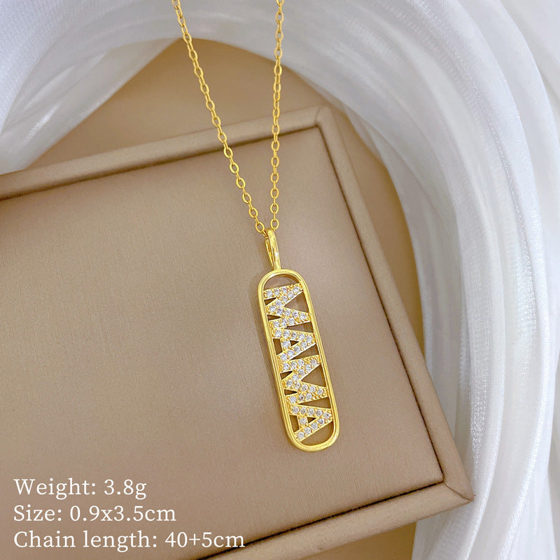 Ciondolo a Cuore in Stile Cartone Animato in Rame con Intarsio di Strass su Collana a Catena a "O" Placcata in Acciaio al Titanio per Donna e Uomo