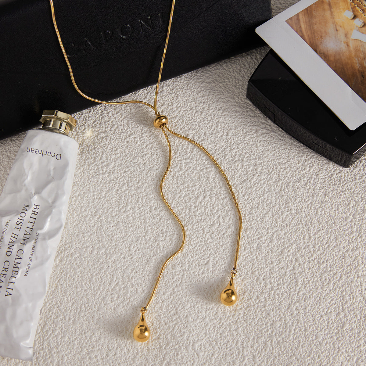 Collana Minimalista Geometrica a Y in Acciaio al Titanio con Finitura Galvanizzata da Donna