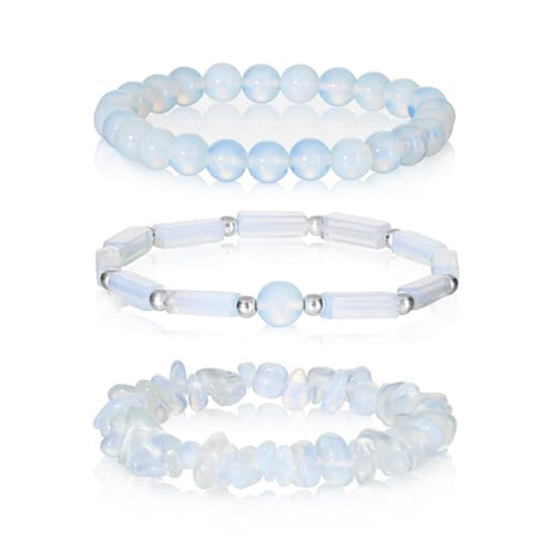 Natural Turquoise Tiger Eye Agate Geometric Round Beaded Stretch Bracelet Set for Men and Women