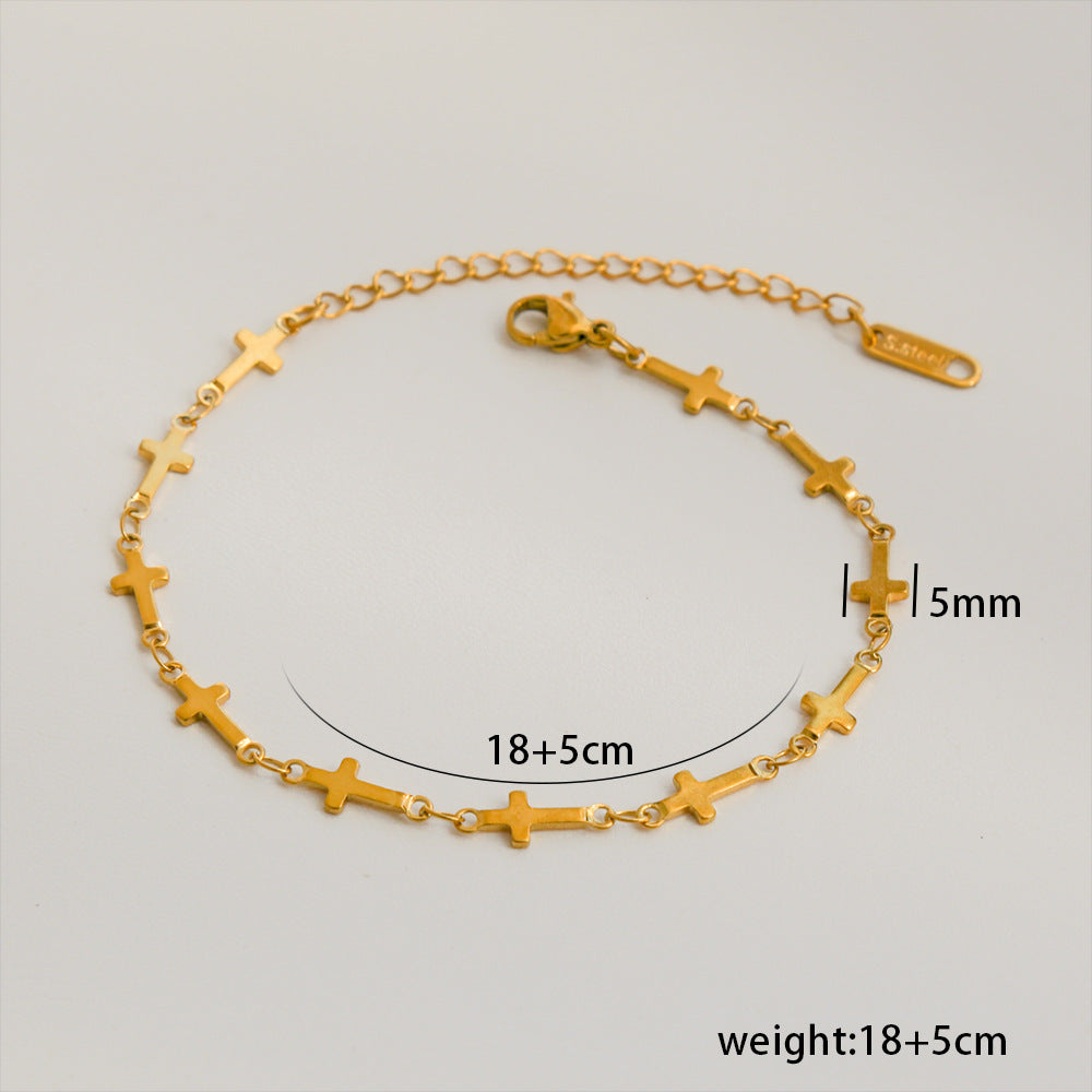 Bracciale Minimalista in Acciaio al Titanio da Donna con Placcatura in Oro 18K, Design a Catena Semplice, Set di Gioielli Versatili per Tutti i Giorni