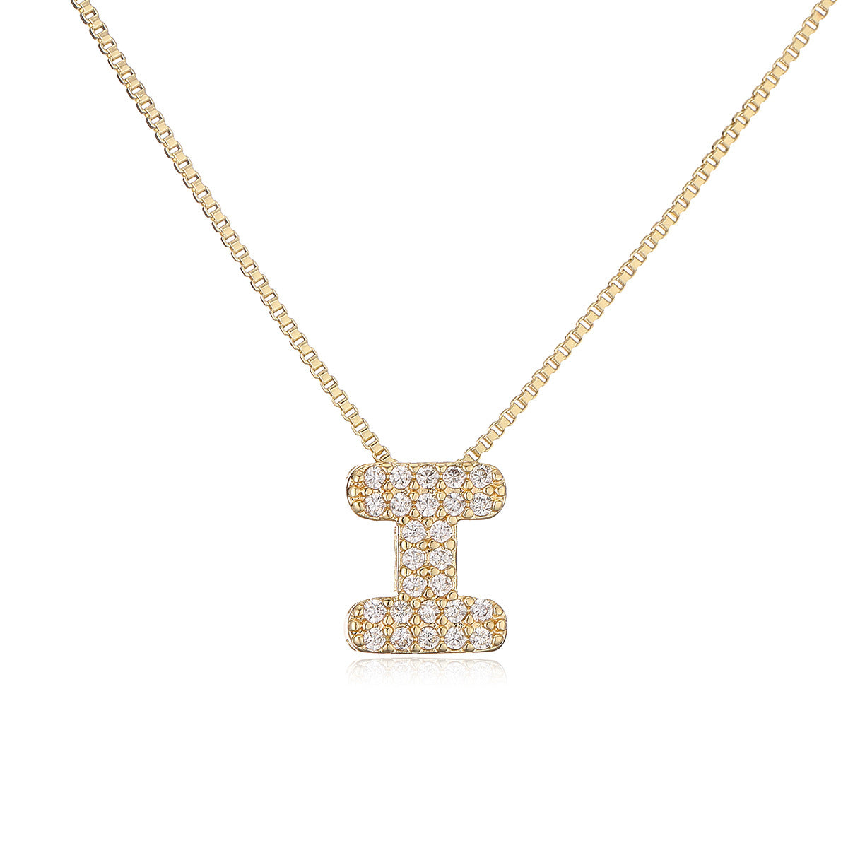 Collar con colgante de cobre minimalista con forma de letra para mujer con baño de oro de 18 quilates, delicada cadena para la clavícula