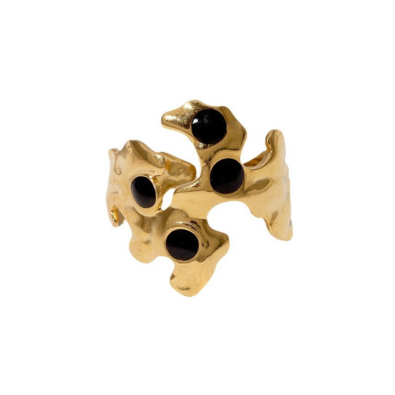 Anello Aperto Irregolare Vintage in Acciaio Inossidabile Placcato Oro 18K da Donna