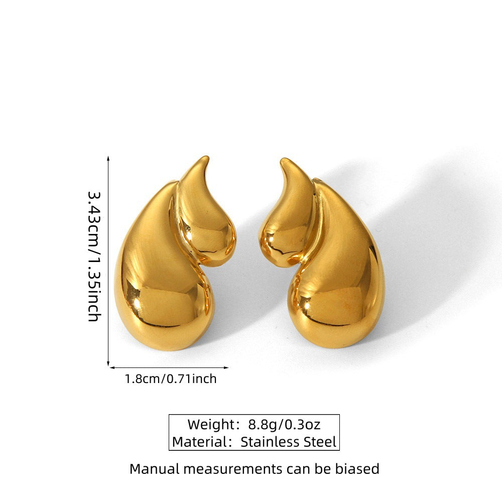 Elegant Gold Plated Stainless Steel Leaf Earrings for Women