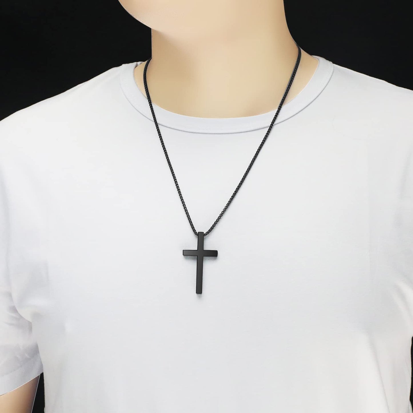 Minimalist Cross Pendant Necklace in Stainless Steel with Polished Titanium Steel Charm for Unisex Daily Wear