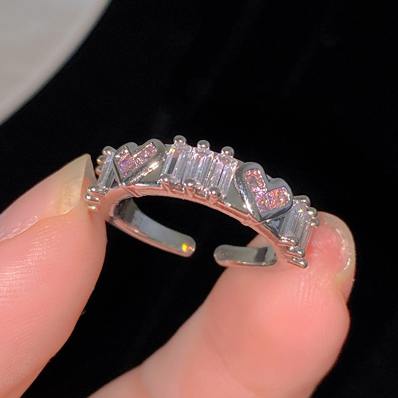Sweet Cubic Zirconia Inlay Brass Bow Ring for Women